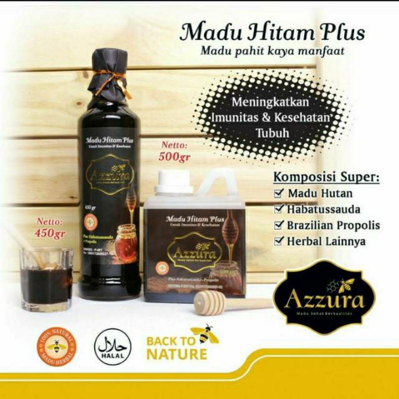 

Madu Azzura - Madu Hitam Pahit Plus Propolis Habatussauda