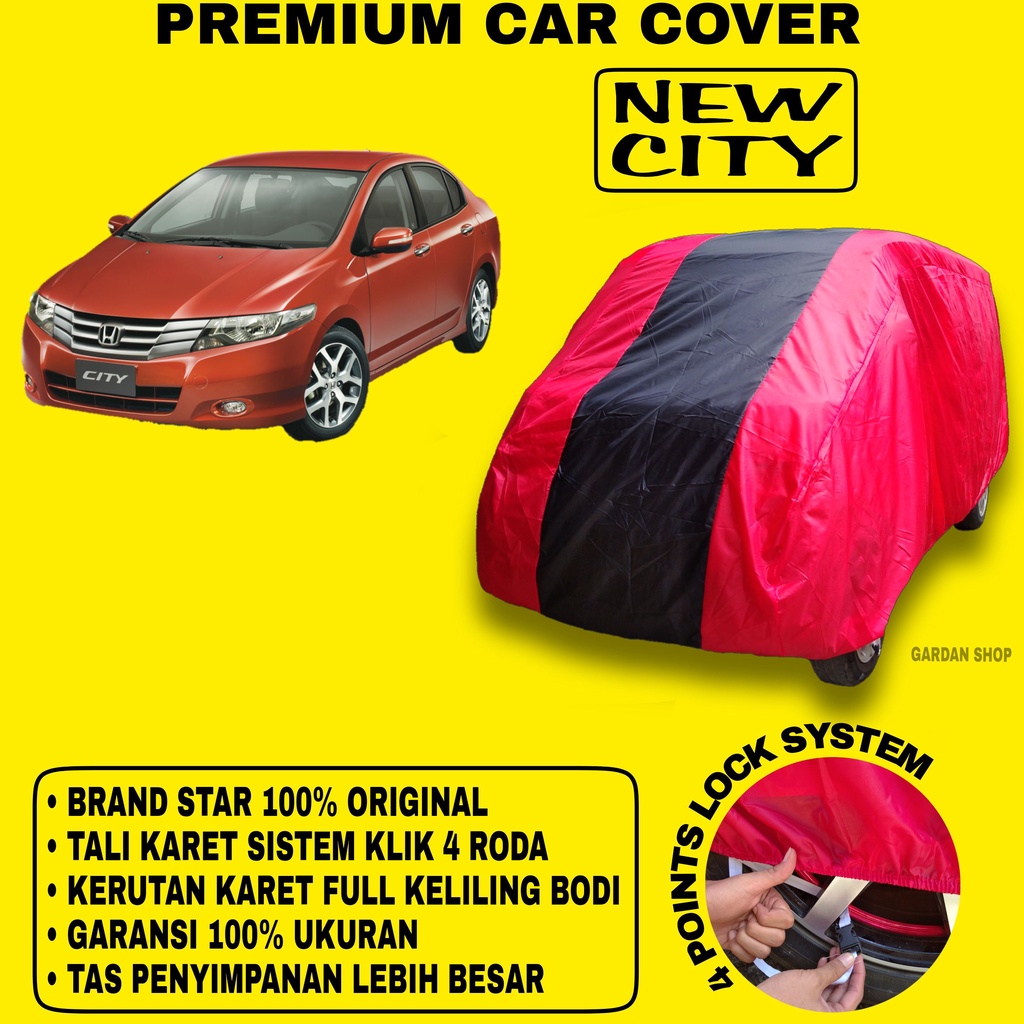 Body Cover NEW CITY MERAH HITAM Penutup Bodi Mobil New City Waterproof PREMIUM