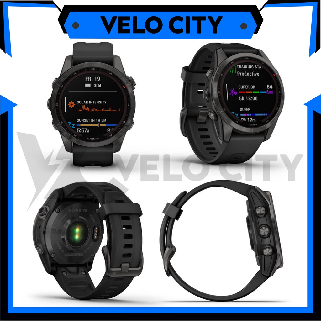 Garmin Fenix 7S Sapphire Solar - Carbon Gray DLC Garansi Resmi TAM 2 Tahun