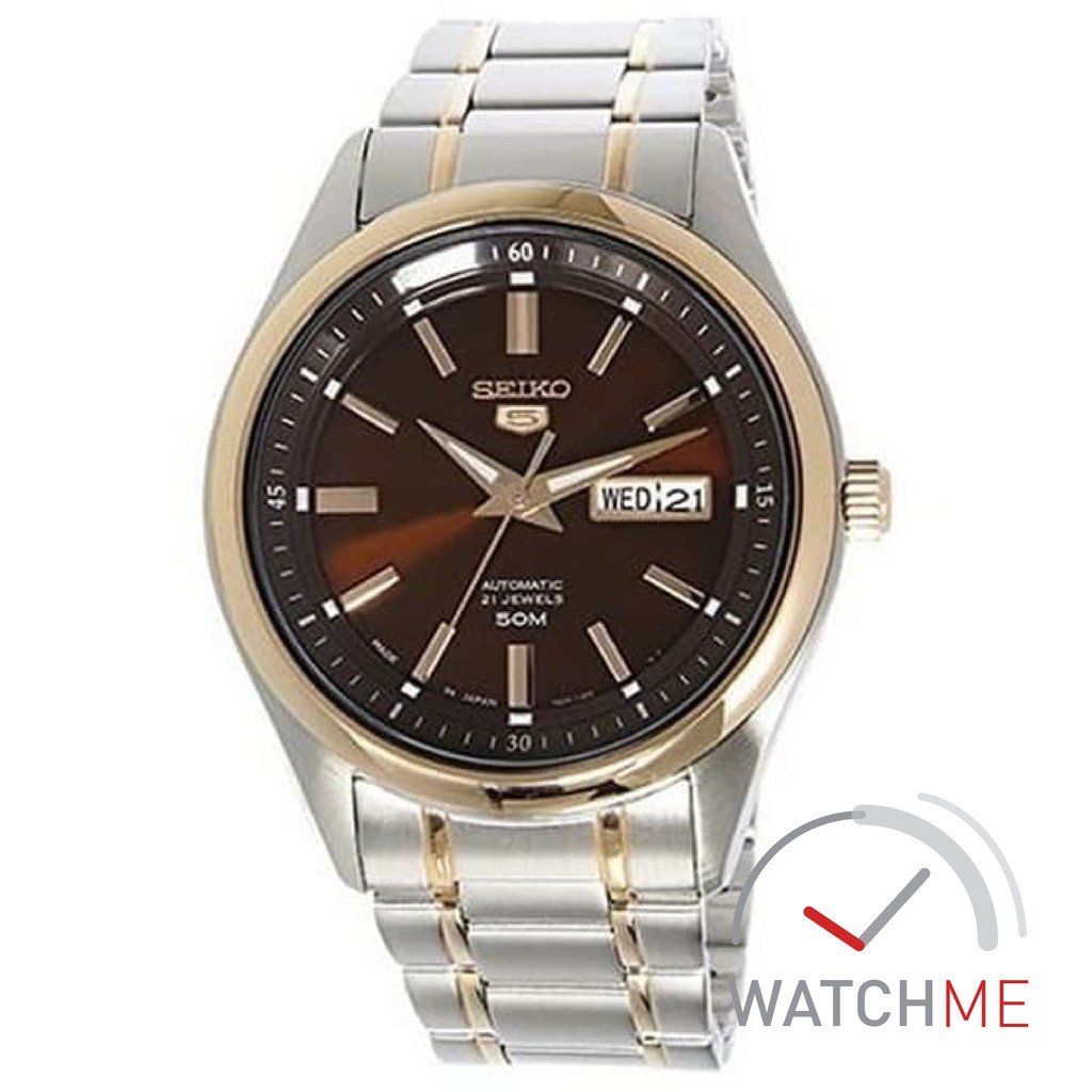 Jam Tangan Seiko 5 SNKN94 Automatic Dark Brown DIal Gold 50m Stainless Steel Original Bergaransi