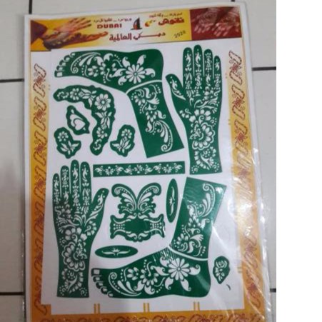 CETAKAN HENNA HENA SET TANGAN DAN KAKI PACAR NAIL ART