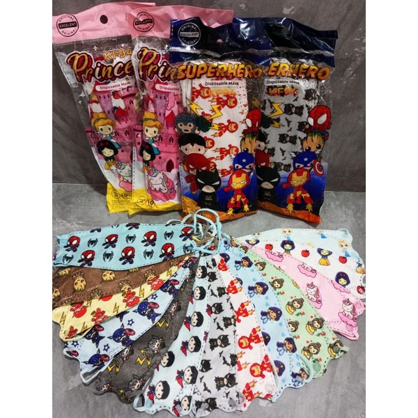 READY STOK MASKER KF94 KF 94 ANAK MOTIF PRINCESS DAN SUPERHERO SERIES CINDERELLA IRON MAN SPIDERMAN BATMAN SUPERMAN THOR KUDA PONI ARIEL MERMAID ELSA FROZEN SNOW WHITE MERK ONCARE SERTA KF ANAK WARNA POLOS CHILD WARNA PUTIH POLOS HITAM POLOS ISI 10 LBR