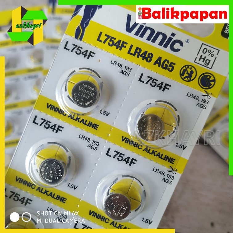 Baterai Battery L754F LR48 AG5 LR754 SR754 393 VINNIC Alkaline Batre Kancing Jam