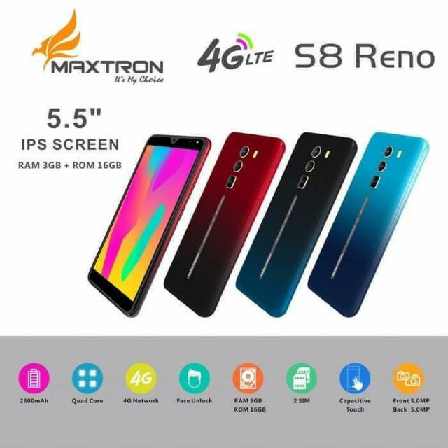 Hp New Maxtron S8 Reno Ram 3/16gb 4G handphone Maxtron baru garansi Resmi 1 Tahun