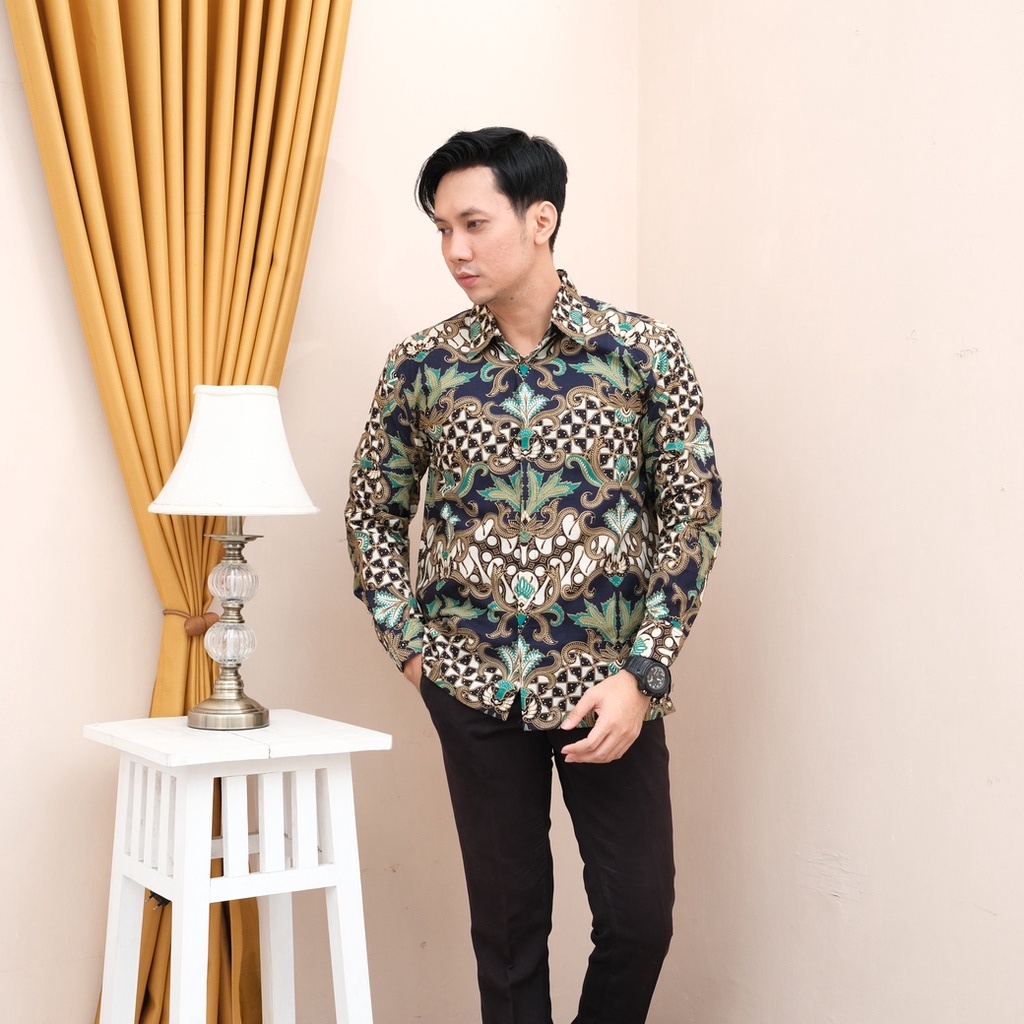 [LIMITED] Baju Batik Pria Lengan Panjang Premium/Kemeja Batik Pria Slimfit Furing Terbau BATIK ALUNA ASD-064