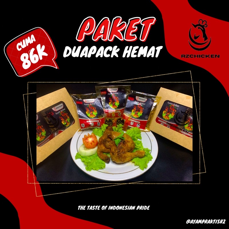 

DuaPack Hemat AyamBakar Premium Praktis FreeSambel RZCHICKEN