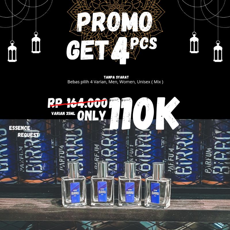 Paket KOMBO  Get 4 Parfum Pria Parfum Wanita Parfum Unisex - Parfum Birru  Eau De Parfume