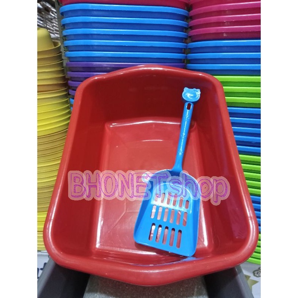 LITTER BOX Tempat Pup Kucing GRATIS Serokan /Sekop Pasir Warna Random