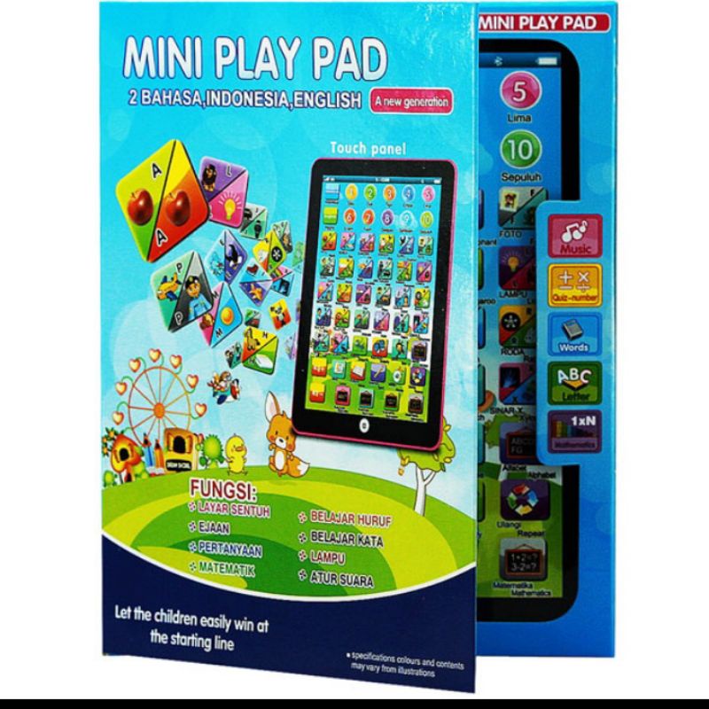 play pad mini ( playpad, ipad ) 2 bahasa - mainan edukatif anak