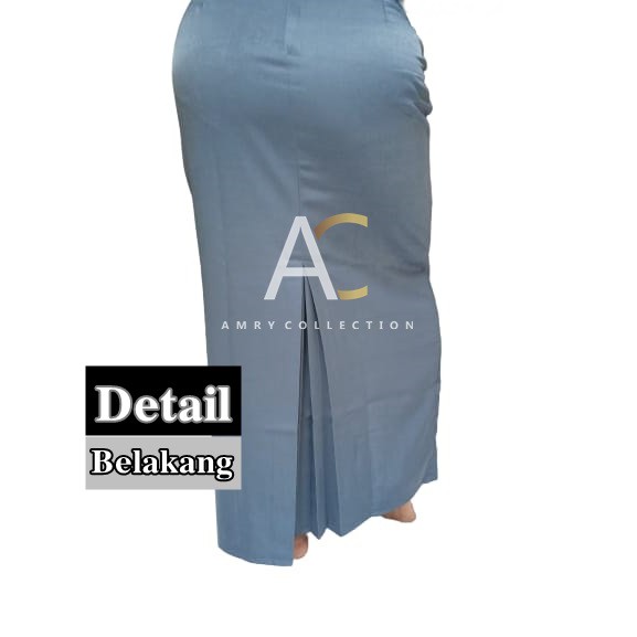 Rok Span Abu-abu Rempel belakang Maxi Skirt