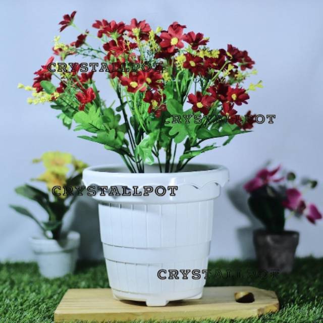 Pot bunga tanaman taiwan PBR 002 putih 16cm