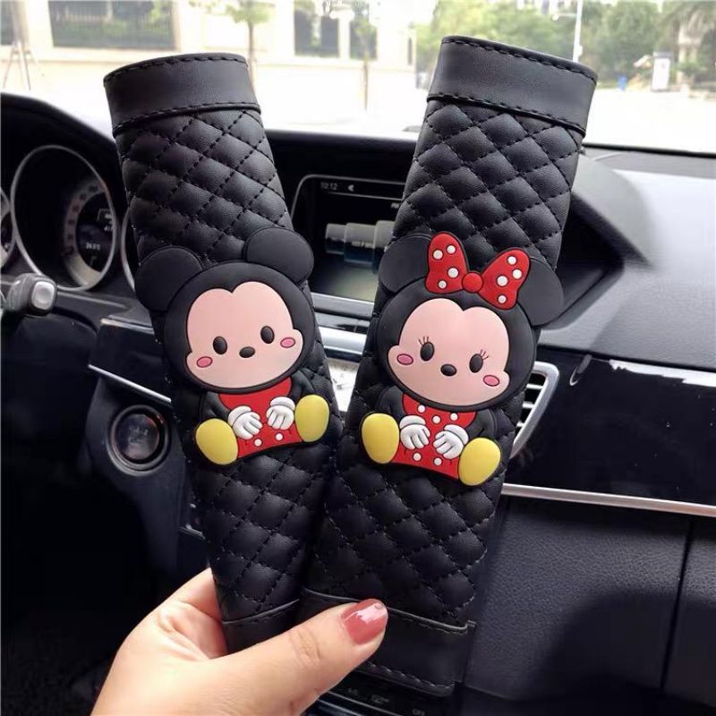 sarung seatbelt mickey minnie   sarung seatbelt mobil sarung seatbelt mickey Sarung Cover Sabuk Safety Belt Seatbelt Pengaman DAD lambang Mahkota Crown