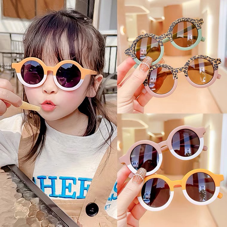 Kacamata Anak Fashion Anak Terbaru Bulat Kacamata Hitam Motif UV protection High Quality Tmall88