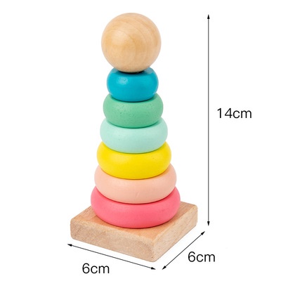 Mainan Edukasi Anak Basic Shape Kayu Balok Geo Geometri 3D Montessori Sensory Xylophone Jam Angka-TOWER RING