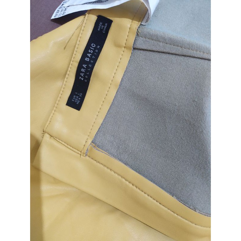Zara Yellow Leather Skirt