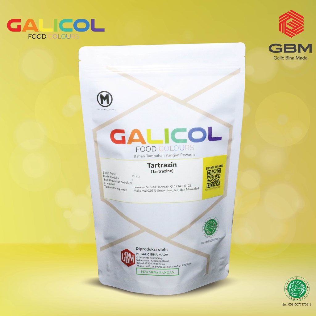 

Pewarna Makanan Tartrazin Merk Galicol CI 19140 - Packaging 1Kg