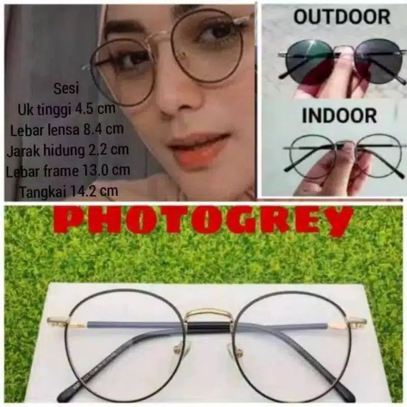 kacamata korea bulat / kacamata photocromic / kacamata antiradiasi