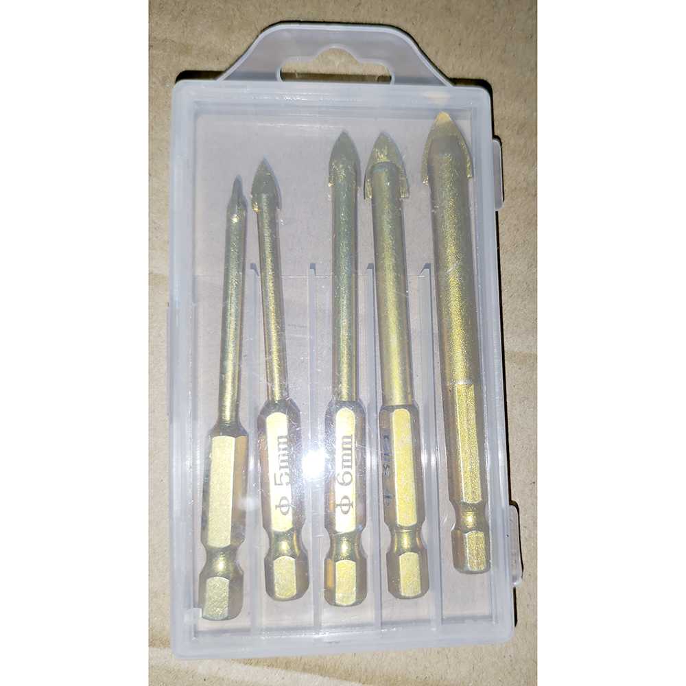 Mata Bor Tungsten Drill Ceramic Kaca Bit ukuran 4 5 6 8 10mm 5PCS