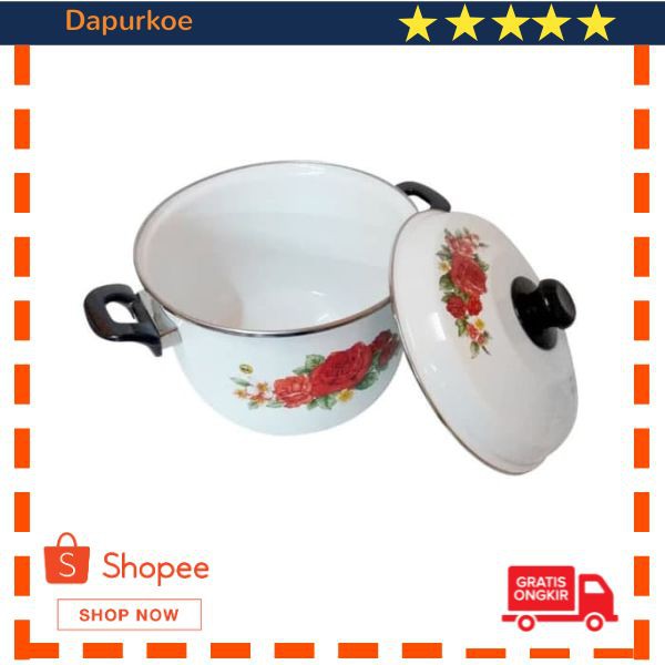 Murah Maspion Panci Stock Pot Enamel 40cm - Putih Keren