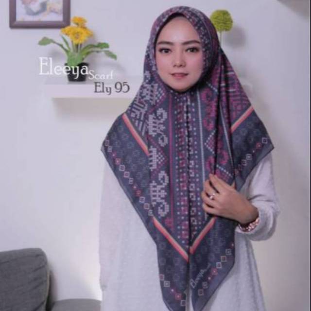 HIJAB SEGIEMPAT MOTIF ELY 95 || Eleeya Scarf