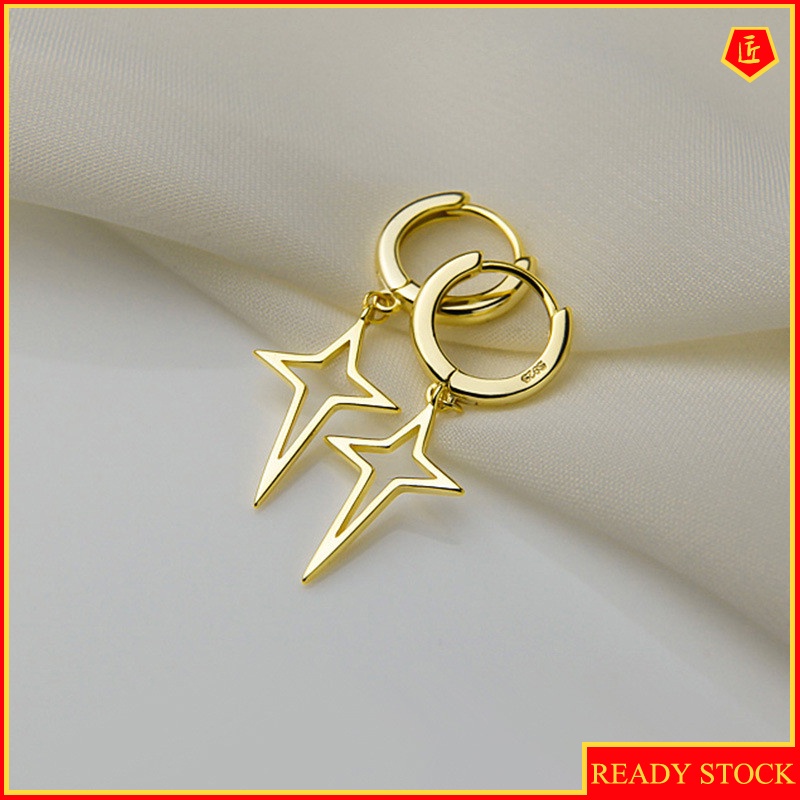 [Ready Stock]New Simple Silver Female Hip Hop Gold Earrings