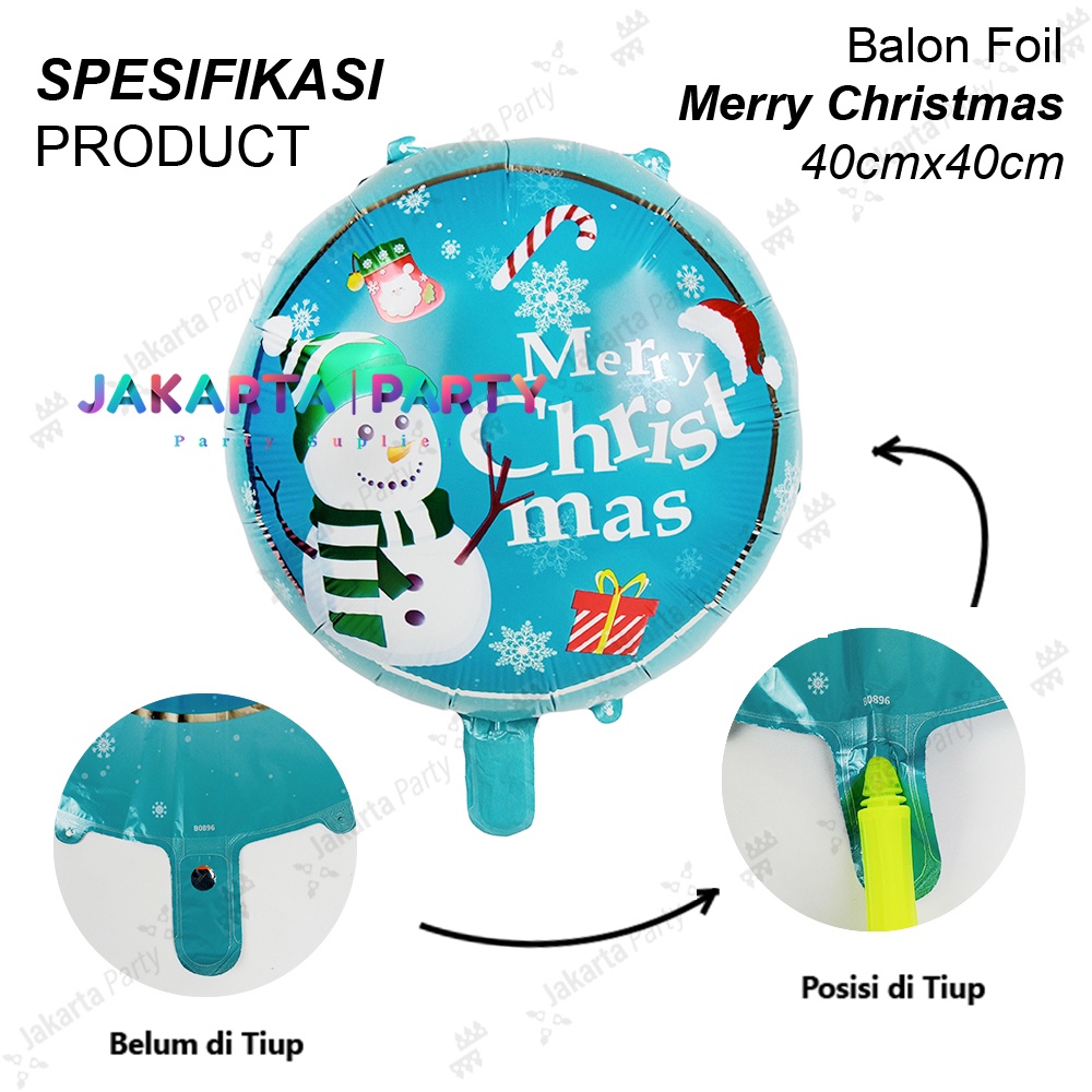 Balon Bulat Natal #2 / Balon Foil Bulat / Balon Foil Xmas / Balon Xmas