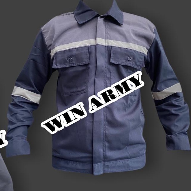 WIN Wearpack Safety Baju Kerja Lengan Panjang Kombinasi Katelpak Kombinasi Kemeja 2 tone