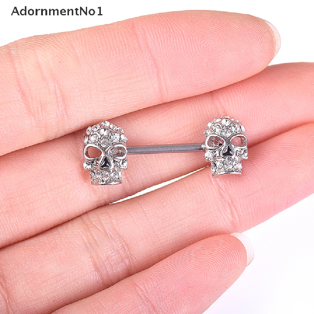 (AdornmentNo1) 1pc Cincin Tindik Puting Desain Tengkorak Hias Kristal Gaya Sexy / Industri Untuk Wanita