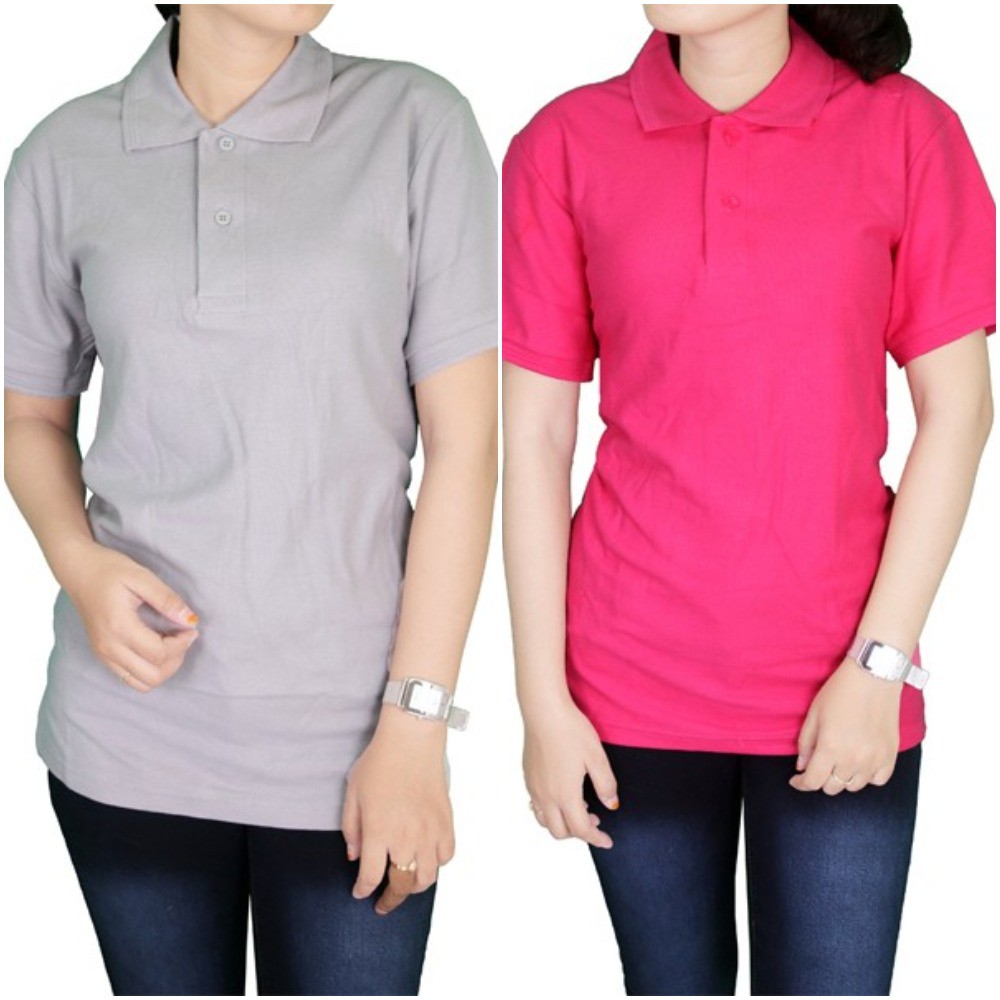 Kaos Polo Shirt Kerah Wanita / Woman / Perempuan Polos - 100% Cotton Pique / Premium Quality (COMB)