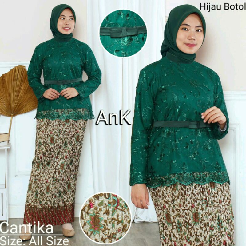 Terbaru Setelan Kebaya  Tulle  Cantika Mix Rok Plisket