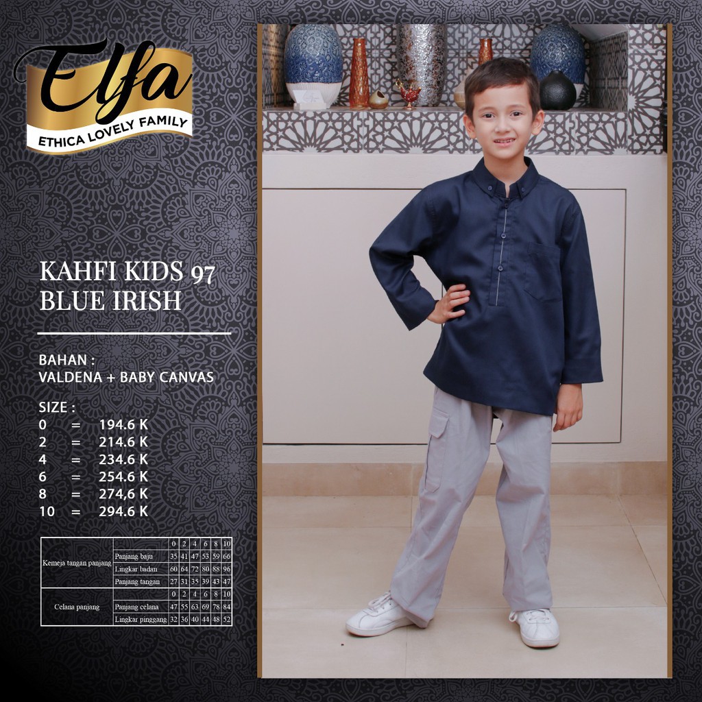 ETHICA | SETELAN BAJU KOKO ANAK KAHFI KIDS 97 BLUE IRISH, GREY CHIC D20P