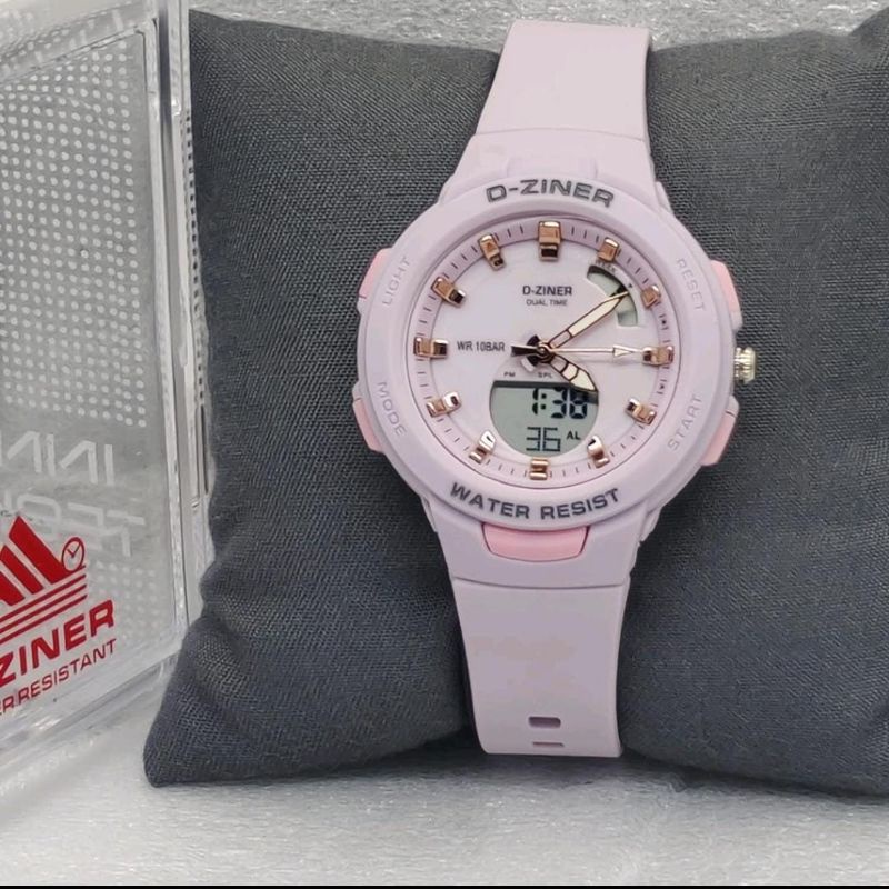 Jam Tangan Dziner Dualtime Rubber Wanita Tahan Air Garansi