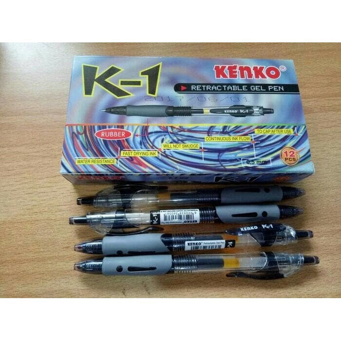 Bolpen / Pulpen Kenko K1 0.5 mm Gel Warna Hitam Biru Merah