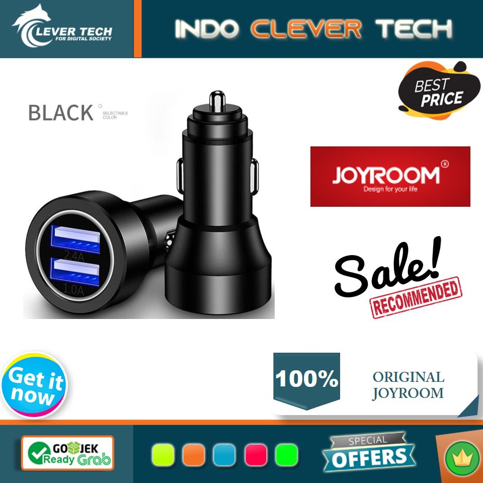 Joyroom 2 port 4.8A Metal Car Charger JR-C01 Black