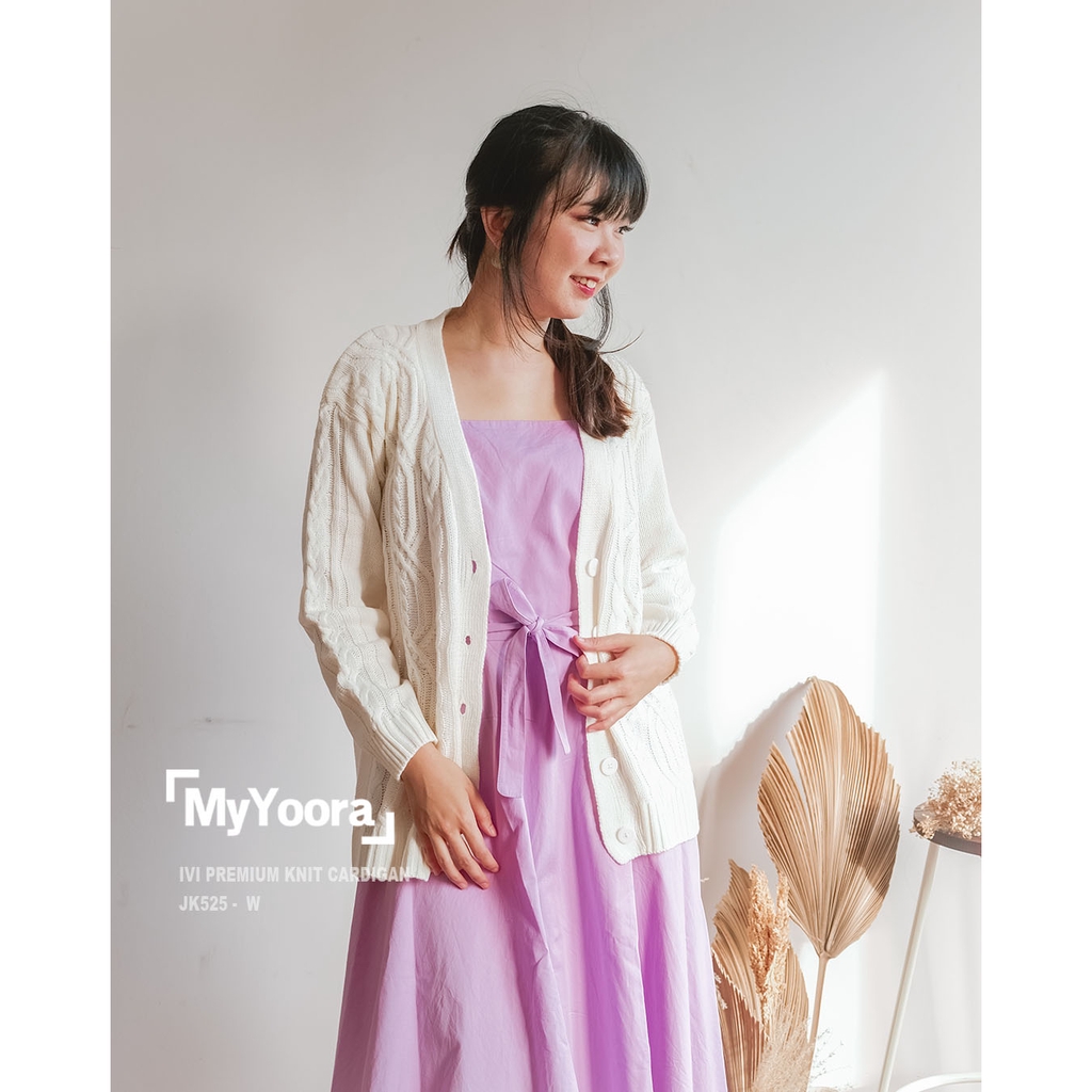 MyYoora Premium Knit Basic Cardigan Rajut JK530/JK525 /JK523-Ivi-White