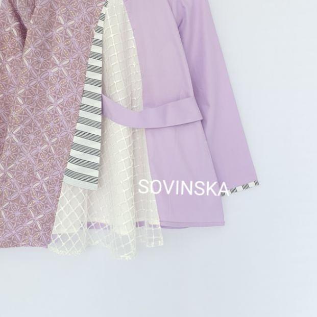 ➶ Atasan Batik Kombinasi M 33 Lilac / Blouse Kerja Wanita Modern ✫