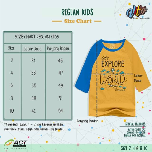 Kaos Anak Reglan By Vitto 2-10T