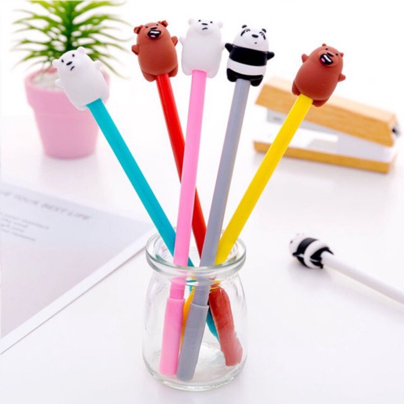 

BULPEN/PULPEN GEL/ KARAKTER WE BARE BEARS MERAH PINK PUTIH ABU