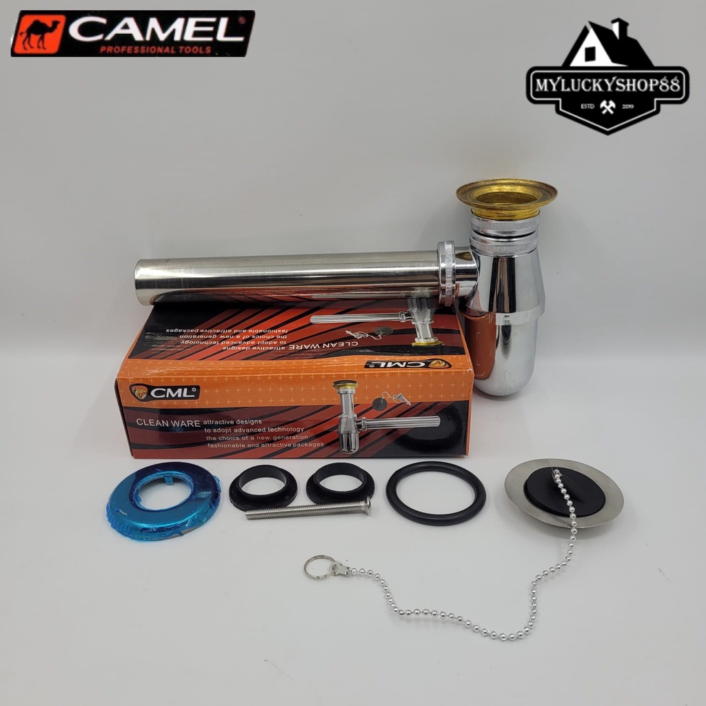 Camel Sifon Besi Set Wastafel Model Botol Avur Saringan Pembuangan