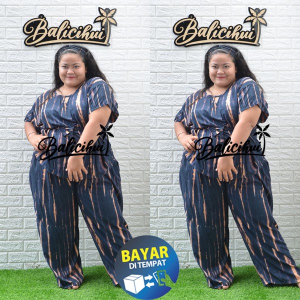 Balicihui Setelan Tiedye Setelan Pelangi Jumbo Setelan Jumbo Wanita Plus Size Big Size Piyama Jumbo