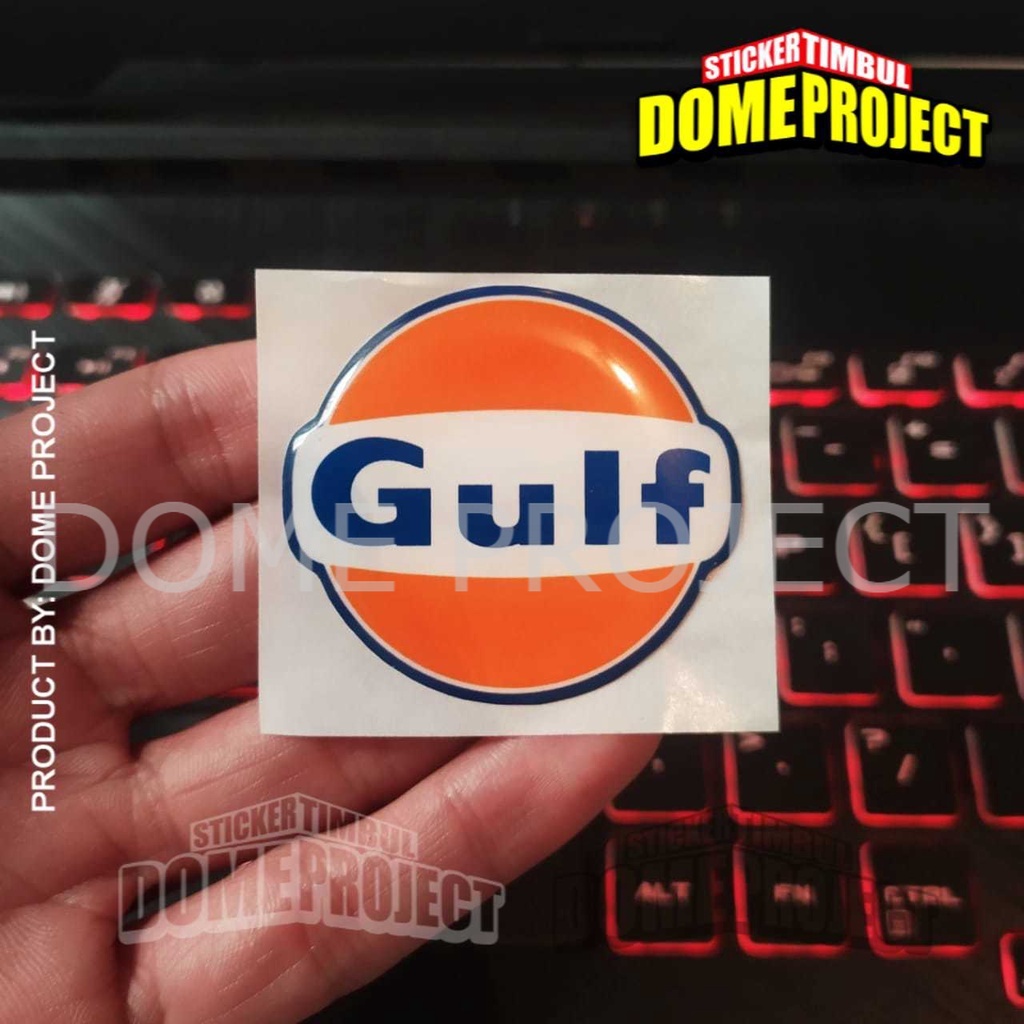 STIKER MOTOR KEREN GULF LOGO STIKER TIMBUL 3D LENTUR STIKER RESIN STIKER OUTDOOR STIKER AKSESORIS SEPEDA MOTOR