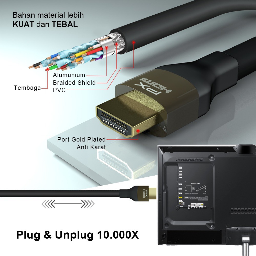 HDMI Kabel 2.1 High-Speed 8K HDR Smart HDMI Cable 1.2M PX HD2-1.2X