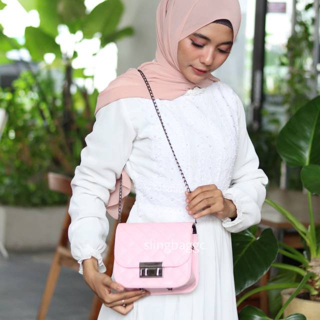 TAS WANITA BORDIR KEY ISABELLA / BAG TAS SELEMPANG PREMIUM KARTON KUNCI TERMURAH