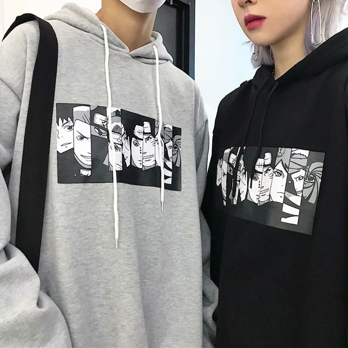 PROMO BISA COD HOODIE  OVERSIZE SWEATER BAHAN FLEECE ANIME NARUTO AKATSUKI UNISEX