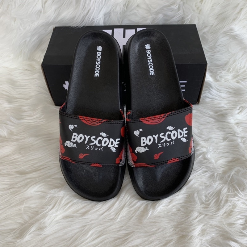 SANDAL PRIA SLIP ON BOYSCODE TYPE 23/ SENDAL SLOP HITAM MOTIF/ SANDAL KARET PRIA EKStore