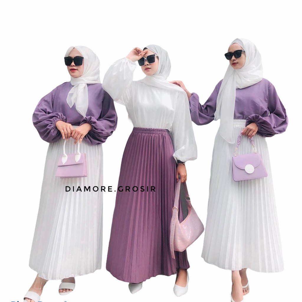 AJR - Bawahan Rok Plisket Polos Wanita Muslimah Terbaru Premium Original By Fashion HIjab solo
