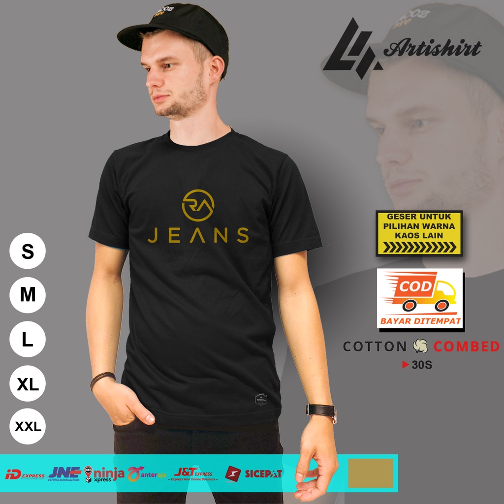 Kaos Distro RA JEANS PREMIUM Raffi Ahmad Logo RA Jeans Dengan Cotton Combed 30s Premium