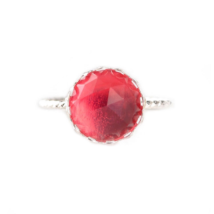 OLOJO Merah Dan Hijau Resin Batu Permata Imitasi Cincin Geometris Cincin Tren Unisex