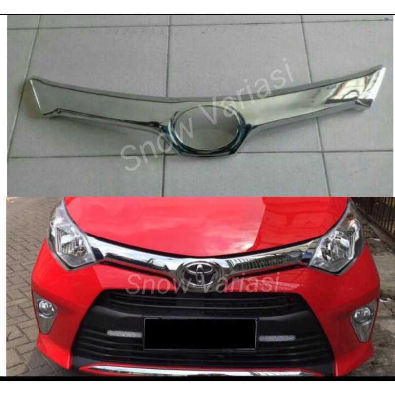 Hood Molding Cover Front Grill Depan Calya 2016 2018 Chrome