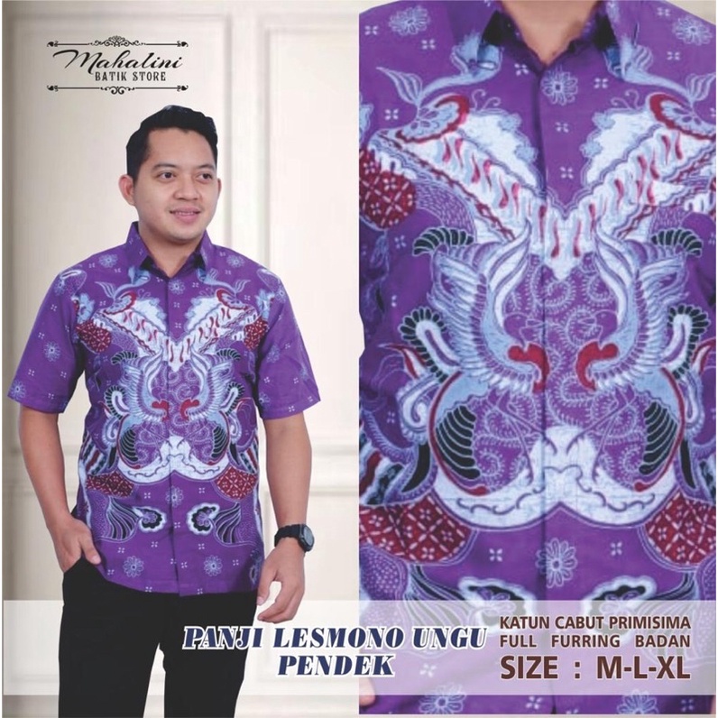 PANJI LESMONO UNGU Kemeja Batik Pria Full Furing Katun Halus Size M-XXL High Quality